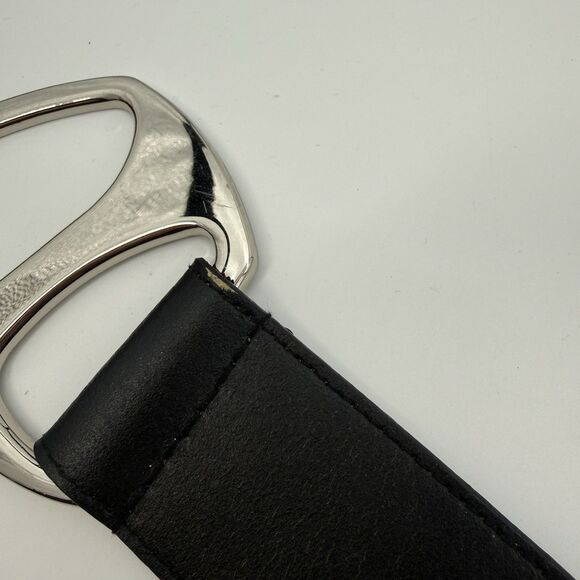 Express Black Leather Silver Chunky Belt One Size Fits Most Boho Classic Waist - Picture 9 of 9